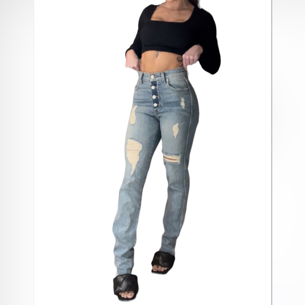 REVICE denim high waisted ripped jeans